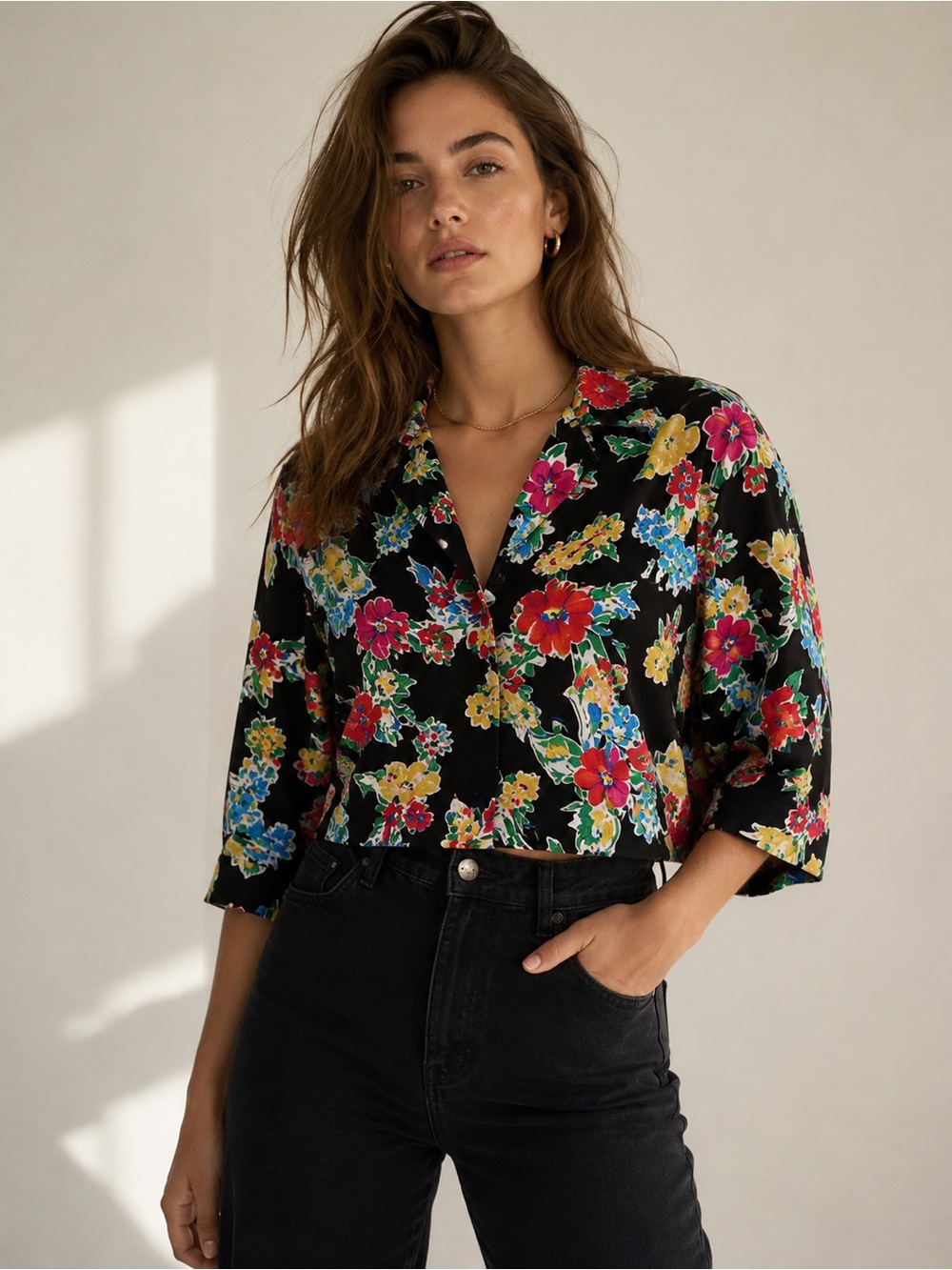 Lauren Ralph Lauren Floral Cotton Camp Shirt | Small